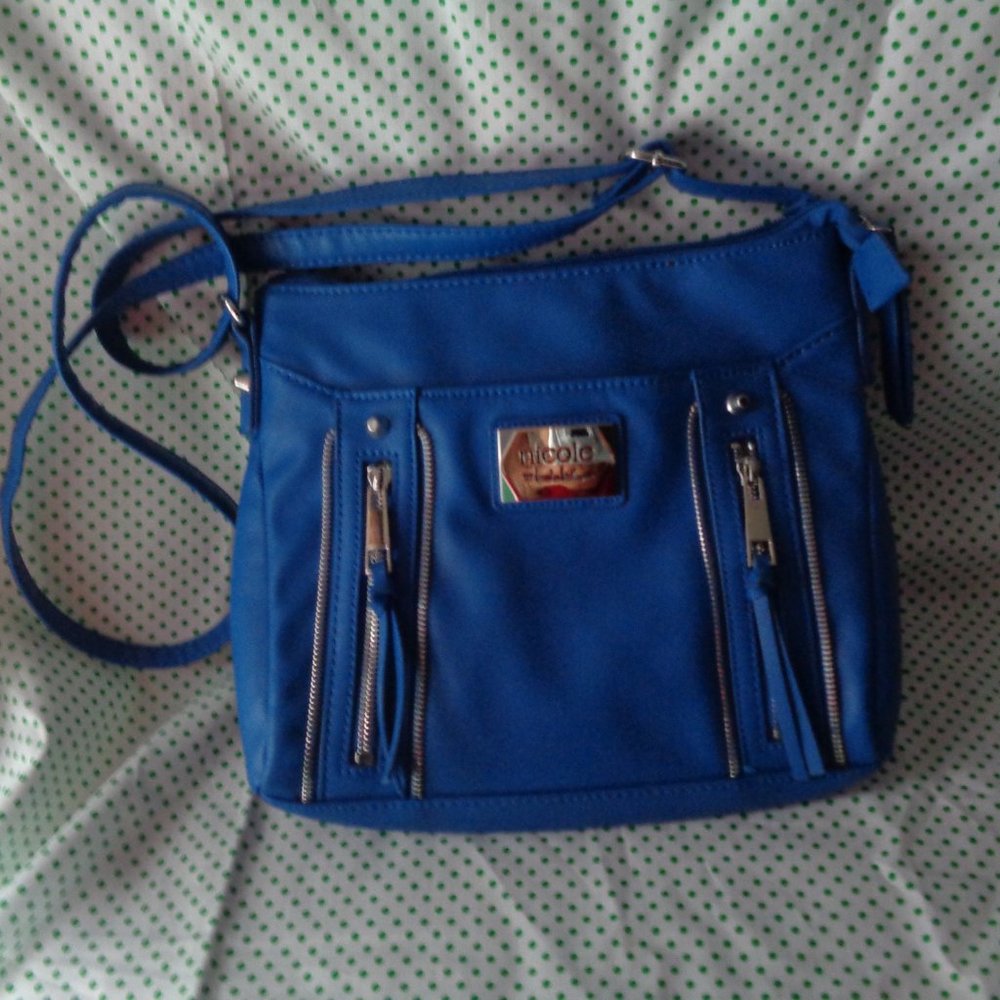 Relisted aqua Y2K purse adjustable strap front zipper details - Picture 9 of 11